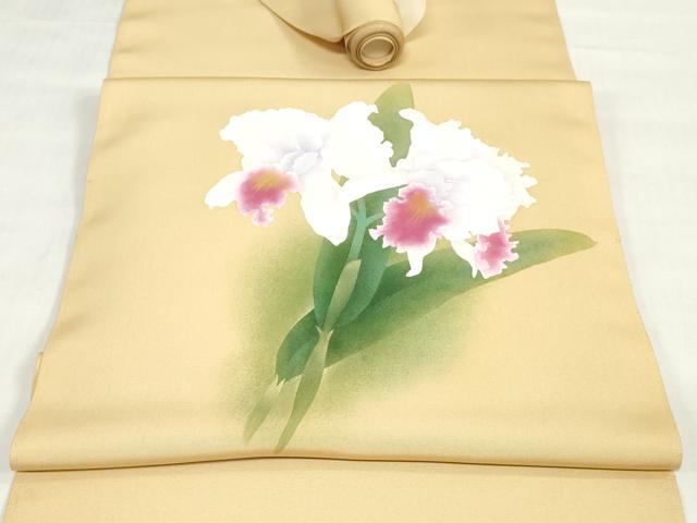 平和屋着物●塩瀬　名古屋帯　帯反物　カトレア　五泉　金銀彩　逸品　未使用　DABJ0838zy