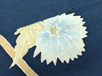 平和屋着物▼名古屋帯　帯反物　作家物　紬地　籬草花文　逸品　未使用　DABJ0845zy