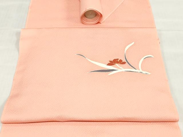 平和屋着物▼名古屋帯　帯反物　駒刺繍　草花文　金彩　逸品　未使用　DABJ0850zy