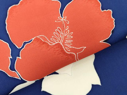 平和屋着物▼塩瀬　名古屋帯　帯反物　刺繍　草花文　逸品　未使用　DABJ0851zy