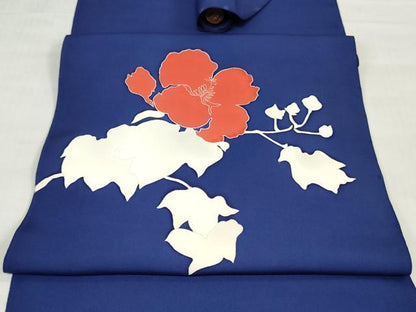 平和屋着物▼塩瀬　名古屋帯　帯反物　刺繍　草花文　逸品　未使用　DABJ0851zy