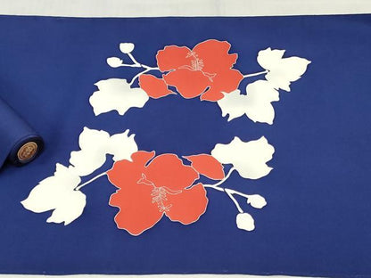 平和屋着物▼塩瀬　名古屋帯　帯反物　刺繍　草花文　逸品　未使用　DABJ0851zy