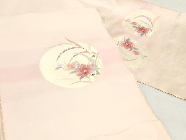 平和屋着物▼名古屋帯　帯反物　総刺繍　籬草花文　逸品　未使用　DABJ0855zy
