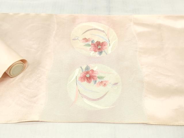 平和屋着物▼名古屋帯　帯反物　総刺繍　籬草花文　逸品　未使用　DABJ0855zy