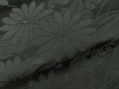 平和屋着物▼名古屋帯　帯反物　黒生地　立波舞花地紋　逸品　未使用　DABJ0860zy