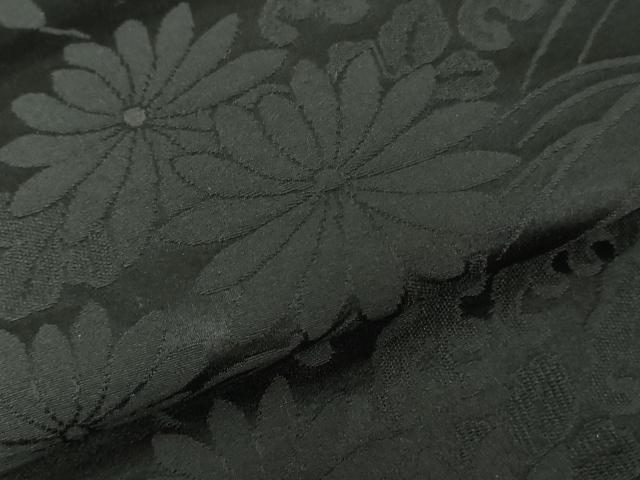 平和屋着物▼名古屋帯　帯反物　黒生地　立波舞花地紋　逸品　未使用　DABJ0860zy
