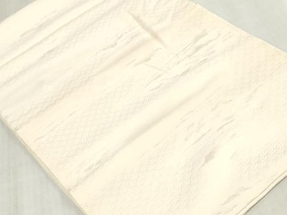 平和屋着物▼羽織・コート　白生地　反物　羽尺　青海波松地紋　生成り色　逸品　未使用　DABJ0898zy