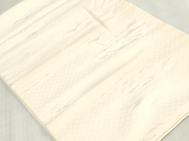 平和屋着物▼羽織・コート　白生地　反物　羽尺　青海波松地紋　生成り色　逸品　未使用　DABJ0898zy