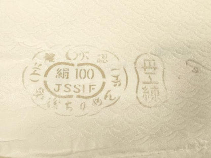平和屋着物▼羽織・コート　白生地　反物　羽尺　青海波松地紋　生成り色　逸品　未使用　DABJ0898zy