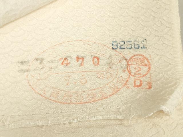 平和屋着物▼羽織・コート　白生地　反物　羽尺　青海波松地紋　生成り色　逸品　未使用　DABJ0898zy