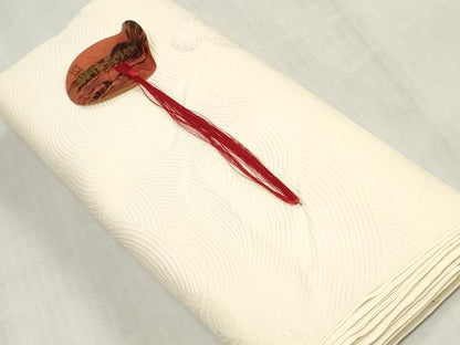 平和屋着物▼白生地　反物　着尺　立波舞葉地紋　生成り色　逸品　未使用　DABJ0900zy