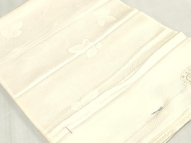平和屋着物▼白生地　反物　着尺　立波舞葉地紋　生成り色　逸品　未使用　DABJ0900zy