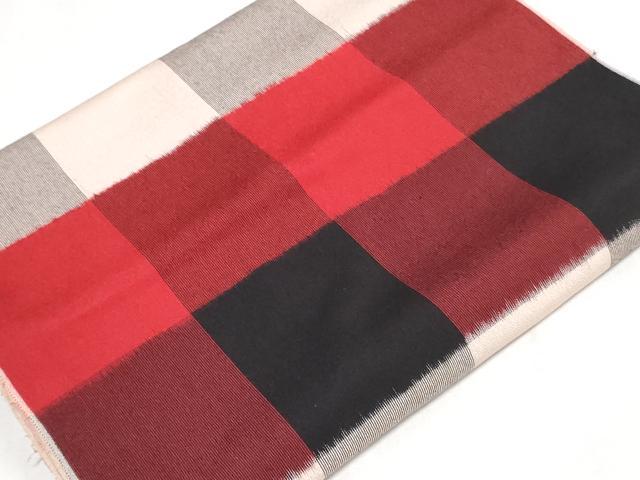平和屋着物▼お召　解き反物　着尺　格子　逸品　DABJ0909zy