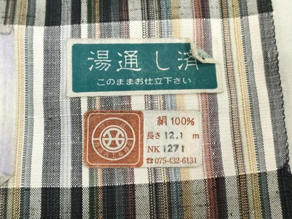 平和屋着物▼西陣　紬　反物　着尺　逸品　縞　証紙付き　逸品　未使用　DABJ0917zy