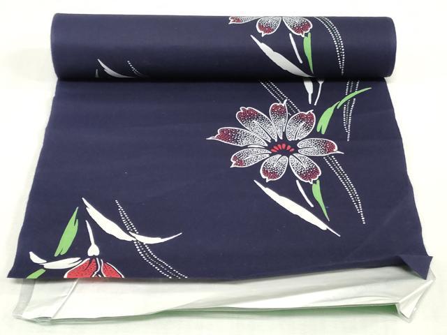 平和屋着物＊夏物　浴衣　反物　着尺　注染　草花文　逸品　未使用　DABJ0924zy
