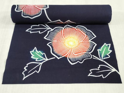 平和屋着物＊夏物　浴衣　反物　着尺　注染　枝花文　逸品　未使用　DABJ0925zy