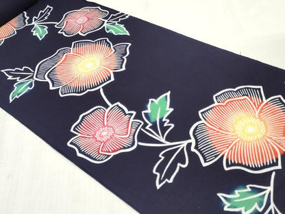 平和屋着物＊夏物　浴衣　反物　着尺　注染　枝花文　逸品　未使用　DABJ0925zy