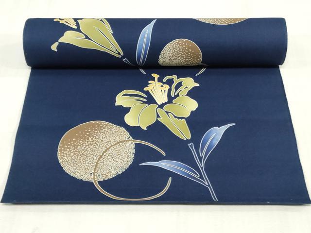 平和屋着物＊夏物　浴衣　反物　着尺　注染　百合　ゆり　綿　逸品　未使用　DABJ0926zy