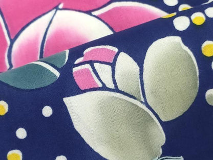 平和屋着物＊夏物　浴衣　反物　着尺　注染　薔薇　バラ　綿　逸品　未使用　DABJ0927zy