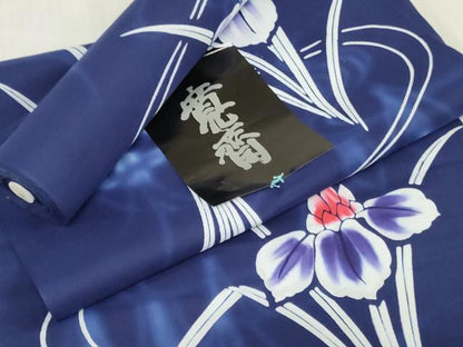 平和屋着物＊夏物　世界的ファッションデザイナー　山本寛斎　kansaiブランド　浴衣　反物　着尺　注染　菖蒲　綿 逸品 未使用 DABJ0929zy