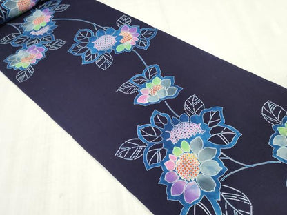 平和屋着物＊夏物　浴衣　反物　着尺　注染　向日葵　ヒマワリ　綿　逸品　未使用　DABJ0930zy