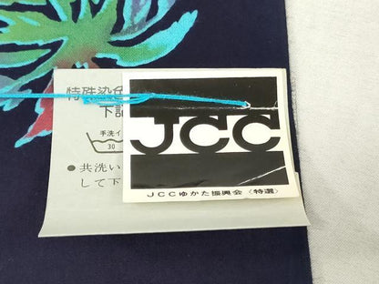 平和屋着物＊夏物　浴衣　反物　着尺　注染　フラミンゴ　綿　逸品　未使用　DABJ0933zy