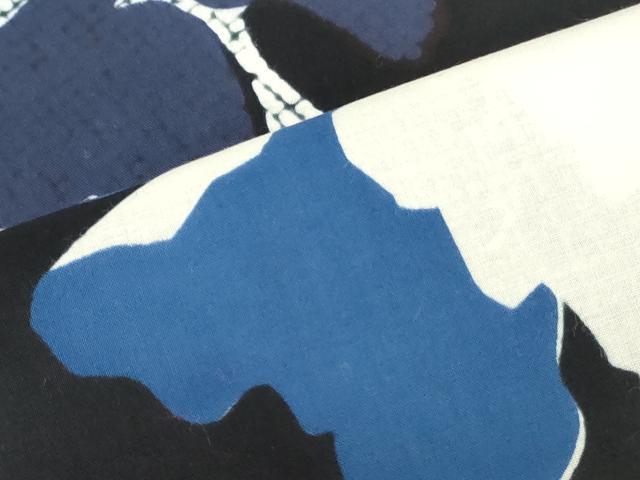 平和屋着物＊夏物　ファッションデザイナー　コシノジュンコ　浴衣　反物　着尺　注染　舞花文　黒地　綿　逸品　未使用　DABJ0942zy