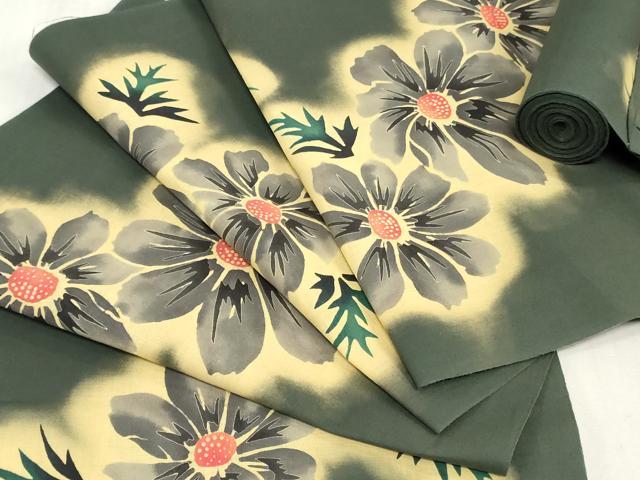平和屋着物＊夏物　浴衣　反物　着尺　三勝染　舞花文　逸品　未使用　DABJ0947zy