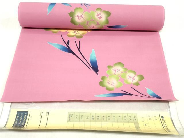 平和屋着物＊夏物　浴衣　反物　着尺　注染　枝花文　クイーンサイズ　逸品　未使用　DABJ0949zy