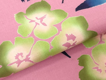 平和屋着物＊夏物　浴衣　反物　着尺　注染　枝花文　クイーンサイズ　逸品　未使用　DABJ0949zy