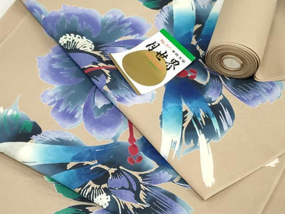 平和屋着物＊夏物　浴衣　反物　着尺　注染　草花文　蜻蛉　トンボ　綿　逸品　未使用　DABJ0950zy