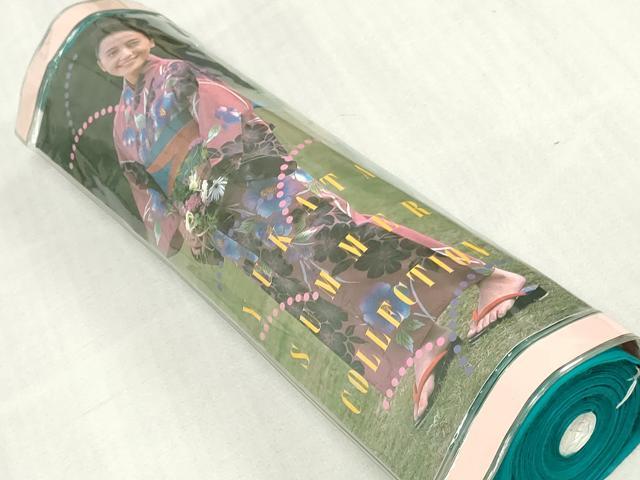 平和屋着物＊夏物　浴衣　反物　着尺　注染　バラ　薔薇　綿　逸品　未使用　DABJ0951zy
