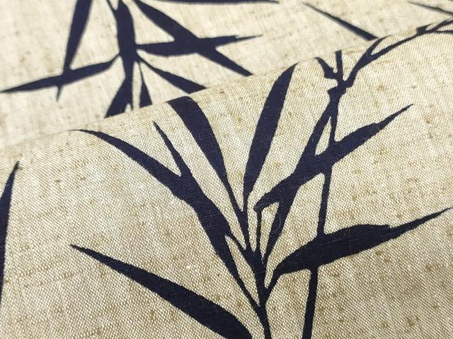 平和屋着物＊夏物　浴衣　反物　着尺　注染　がくや好み染　笹の葉文様　綿　逸品　未使用　DABJ0954zy