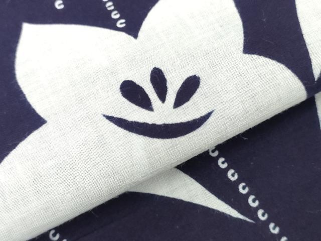 平和屋着物＊夏物　浴衣　反物　着尺　注染　桔梗　綿　逸品　未使用　DABJ0969zy
