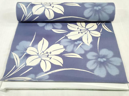 平和屋着物＊夏物　浴衣　反物　着尺　注染　百合　ユリ　綿　逸品　未使用　DABJ0974zy
