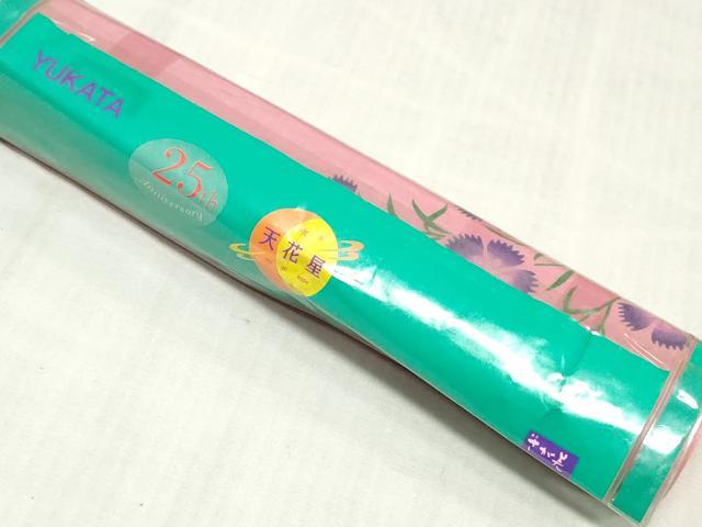 平和屋着物＊夏物　浴衣　反物　着尺　注染　舞花文　さが美扱い　綿　逸品　未使用　DABJ0981zy