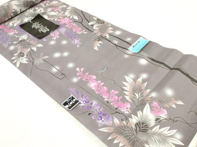 平和屋着物＊夏物　世界的ファッションデザイナー 山本寛斎 kansaiブランド　浴衣　反物　着尺　注染　草花文 綿 逸品 未使用 DABJ0982zy