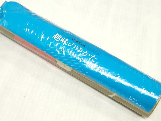 平和屋着物＊夏物　浴衣　反物　着尺　牡丹　ボタン　綿　逸品　未使用　DABJ0984zy
