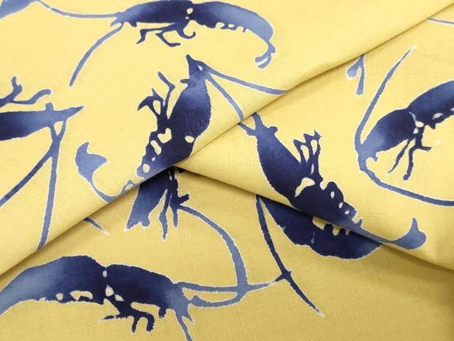 平和屋着物＊夏物　浴衣　反物　着尺　注染　海老　エビ　綿　逸品　未使用　DABJ0985zy