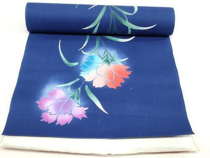 平和屋着物＊夏物　浴衣　反物　着尺　注染　カーネーション　綿　逸品　未使用　DABJ0988zy