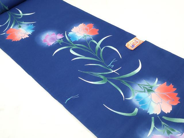 平和屋着物＊夏物　浴衣　反物　着尺　注染　カーネーション　綿　逸品　未使用　DABJ0988zy