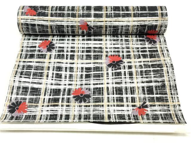 平和屋着物＊夏物　浴衣　反物　着尺　注染　舞花文　REIKO HIRAKO　綿　逸品　未使用　DABJ0991zy