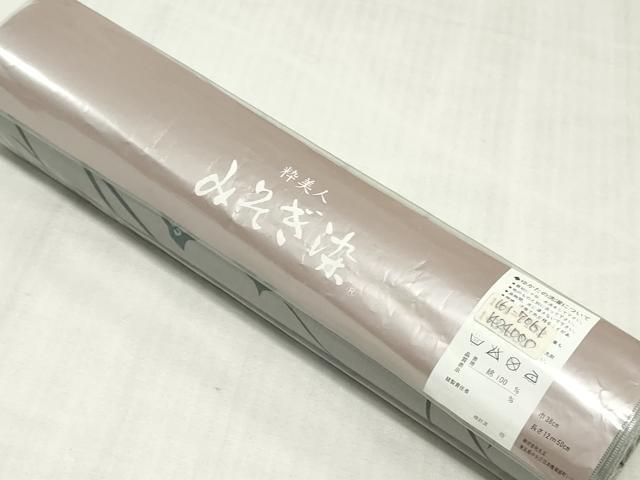 平和屋着物＊夏物　綿紅梅　浴衣　反物　着尺　注染　みそぎ染　芝花文　綿　逸品　未使用　DABJ0992zy