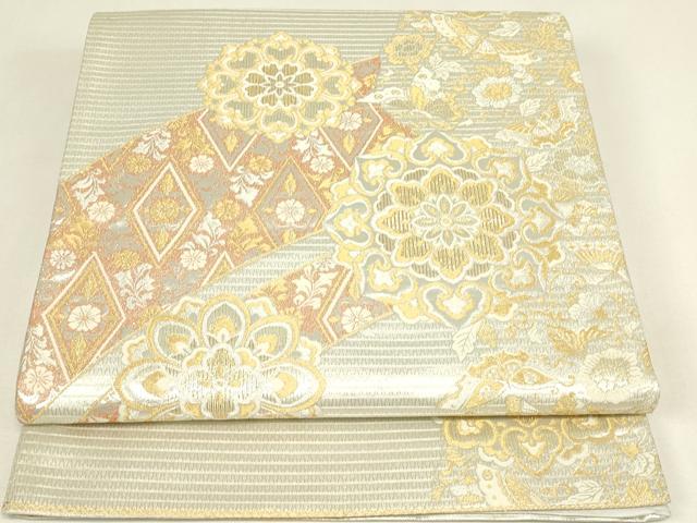 平和屋着物▼六通柄袋帯　正倉院花蝶文　金銀糸　正絹　逸品　DABJ1036az