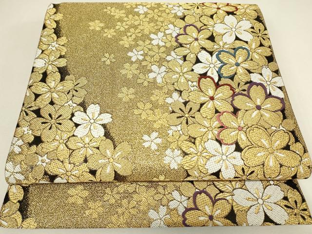 平和屋着物▼六通柄袋帯　舞花文　金糸　正絹　逸品　DABJ1041az