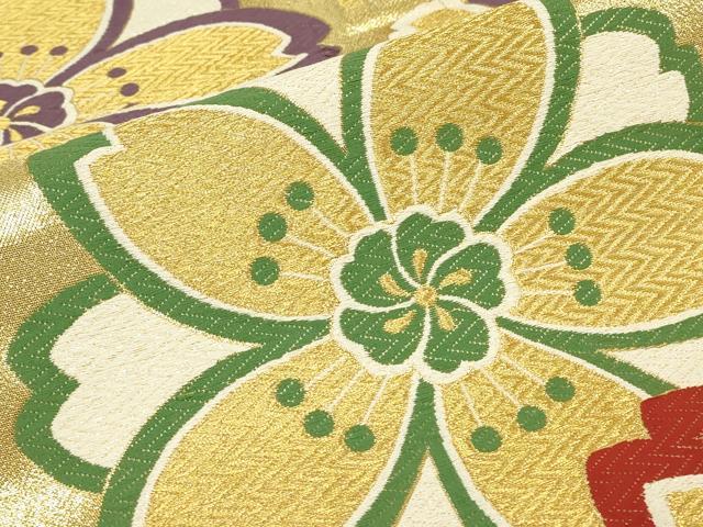 平和屋着物▼京洛苑たはら　六通柄袋帯　彫金彩　舞花亀甲文　正絹　逸品　DABJ1051az