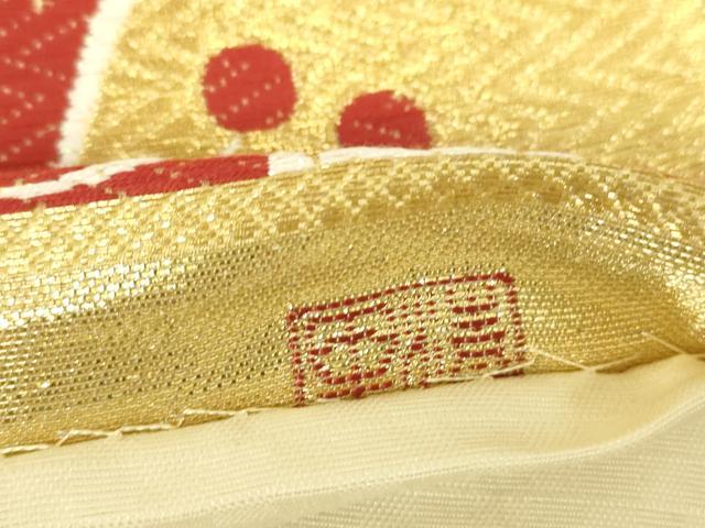 平和屋着物▼京洛苑たはら　六通柄袋帯　彫金彩　舞花亀甲文　正絹　逸品　DABJ1051az