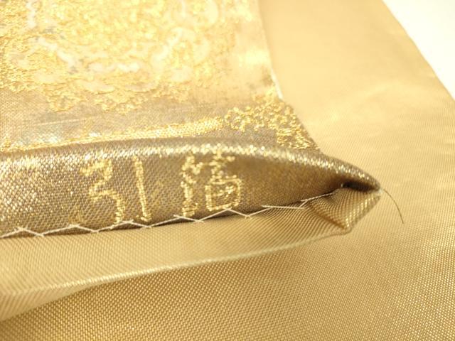 平和屋着物▼佐賀錦　六通柄袋帯　遊彩唐織　正倉院宝尽くし楽器花文　引箔　金糸　正絹　逸品　DABJ1064az
