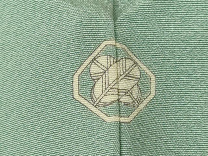 平和屋着物▽中国三大刺繍　スワトウ刺繍　汕頭刺繍　総刺繍　訪問着　単衣　草花文　錆青磁色　金糸　正絹　逸品　DABJ1070az