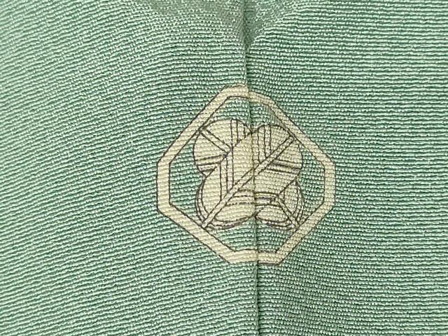 平和屋着物▽中国三大刺繍　スワトウ刺繍　汕頭刺繍　総刺繍　訪問着　単衣　草花文　錆青磁色　金糸　正絹　逸品　DABJ1070az